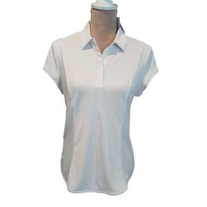 Original Penguin White Textured Golf Polo Shirt Womens Short Sleeve Size Medium
